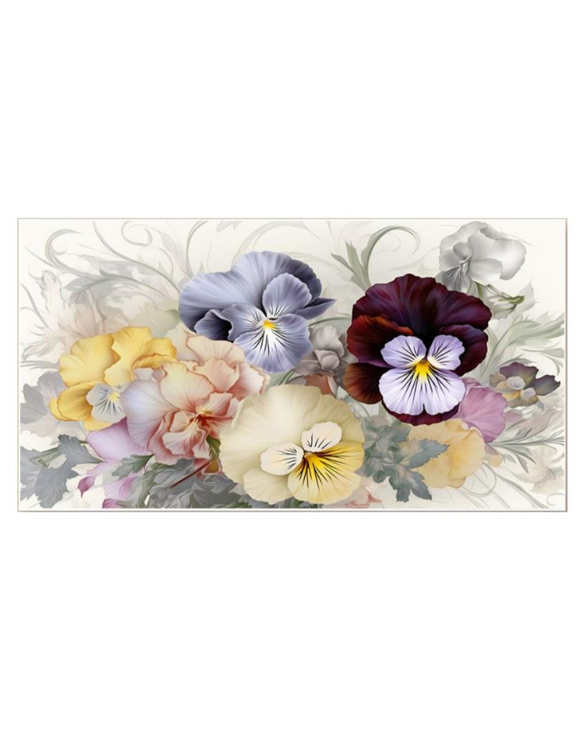 Beautiful Pansies Multicolor Flowers Canvas Frame Wall Painting 24x12 inches