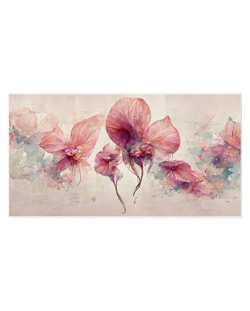 3D Pink Flowers Canvas Frame Wall Painting 24x12 inches