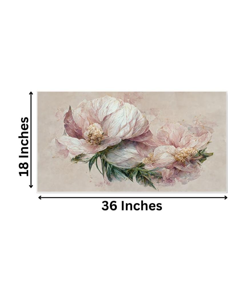Luxurious 3D Pink Flowers Canvas Frame Wall Painting 24x12 inches