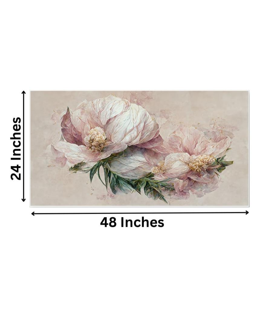 Luxurious 3D Pink Flowers Canvas Frame Wall Painting 24x12 inches