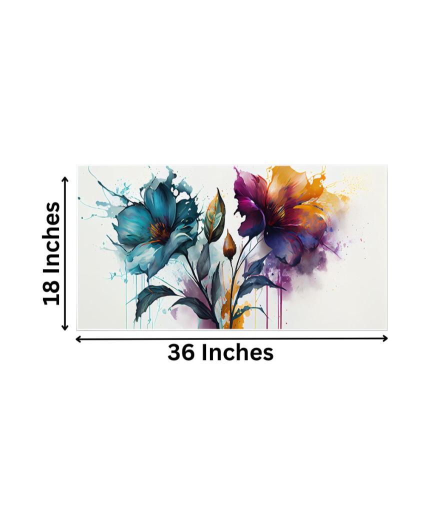 Abstract Multicolor Flowers Art Print Wall Painting 24x12 inches