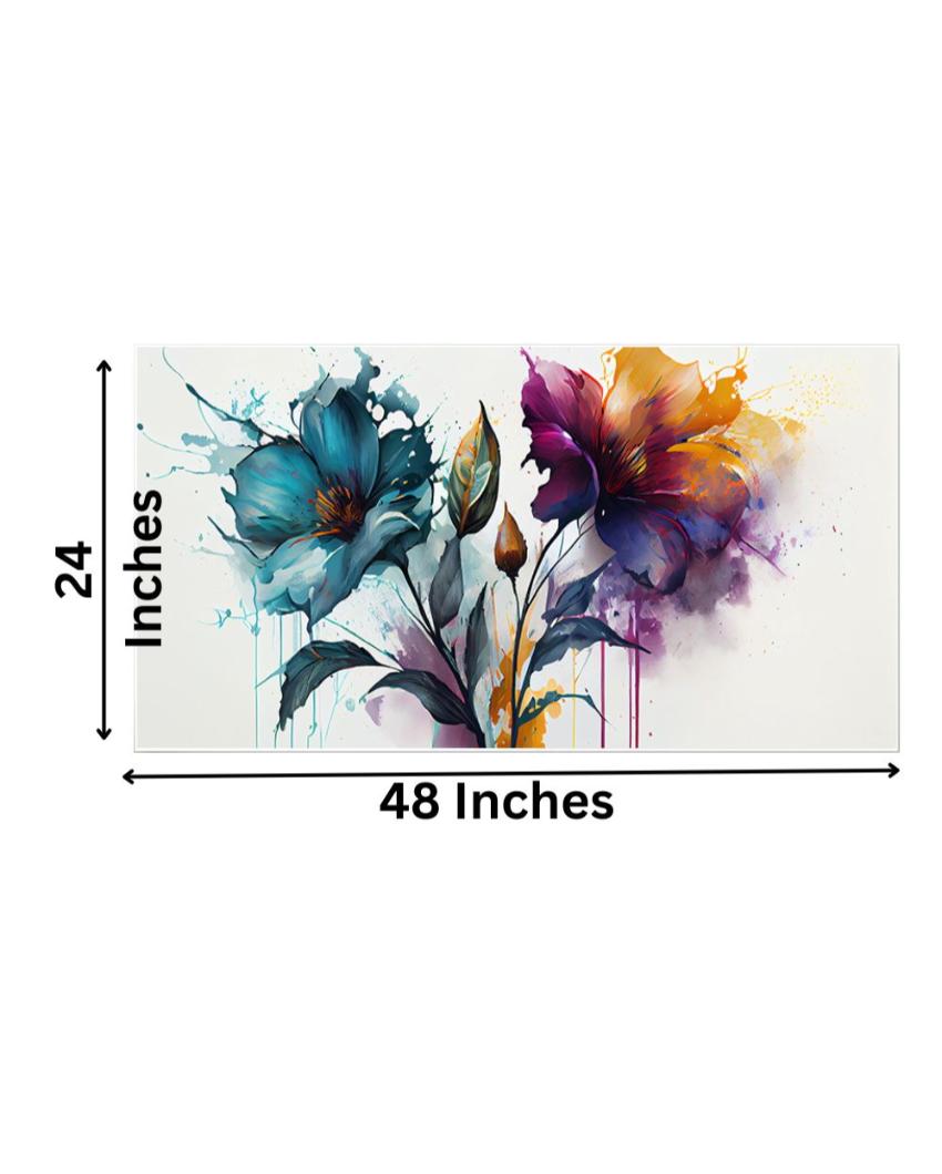 Abstract Multicolor Flowers Art Print Wall Painting 24x12 inches