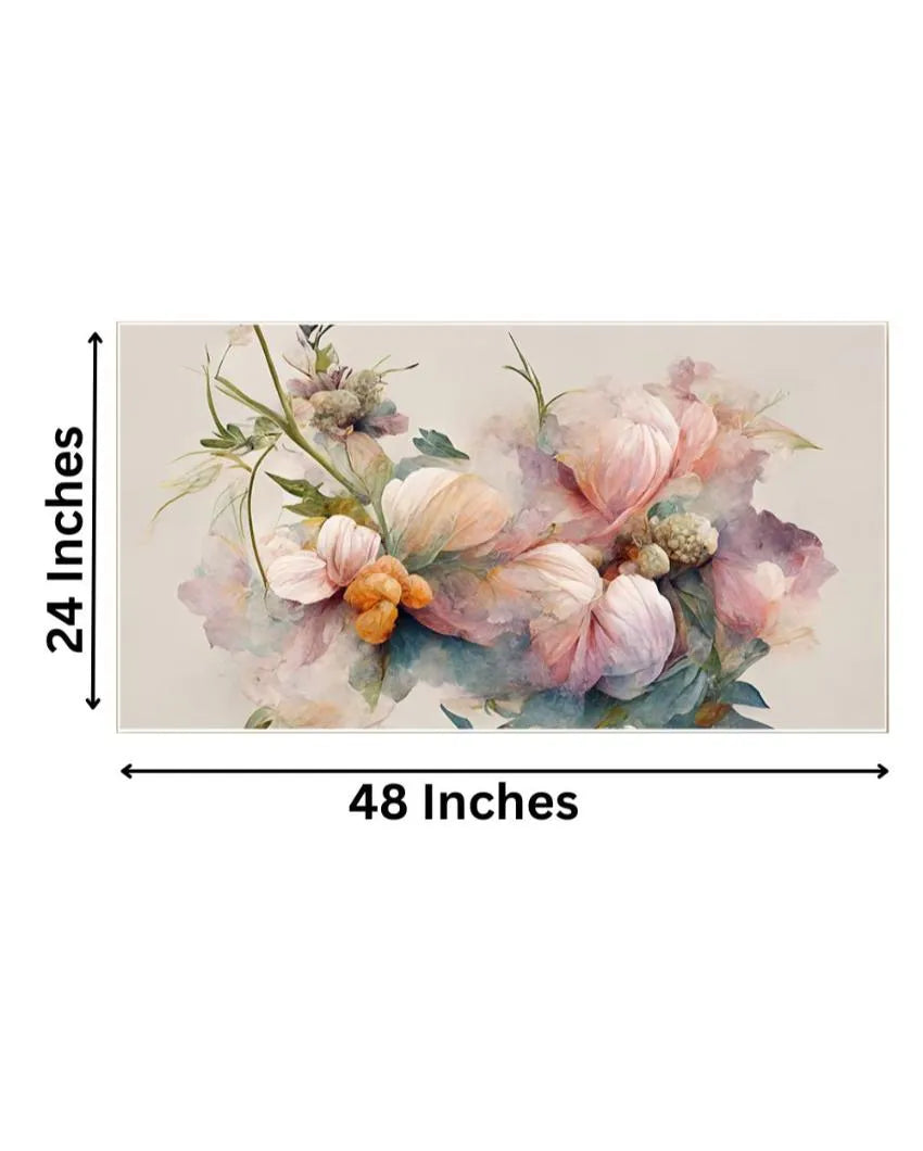 Decoration Pink Flowers 3D Art Canvas Frame Wall Painting 24x12 inches