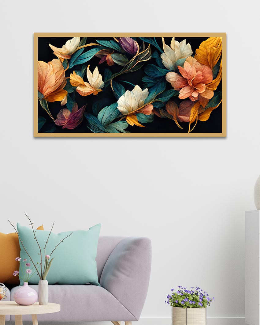 Abstract Flowers Floating Frame Canvas Wall Art Painting