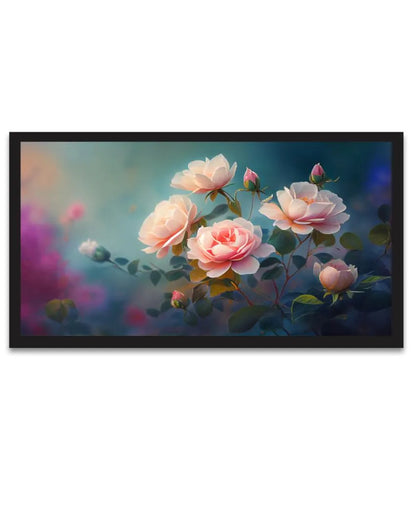 Beautiful Pink Rose Flower Frame Canvas Wall Painting