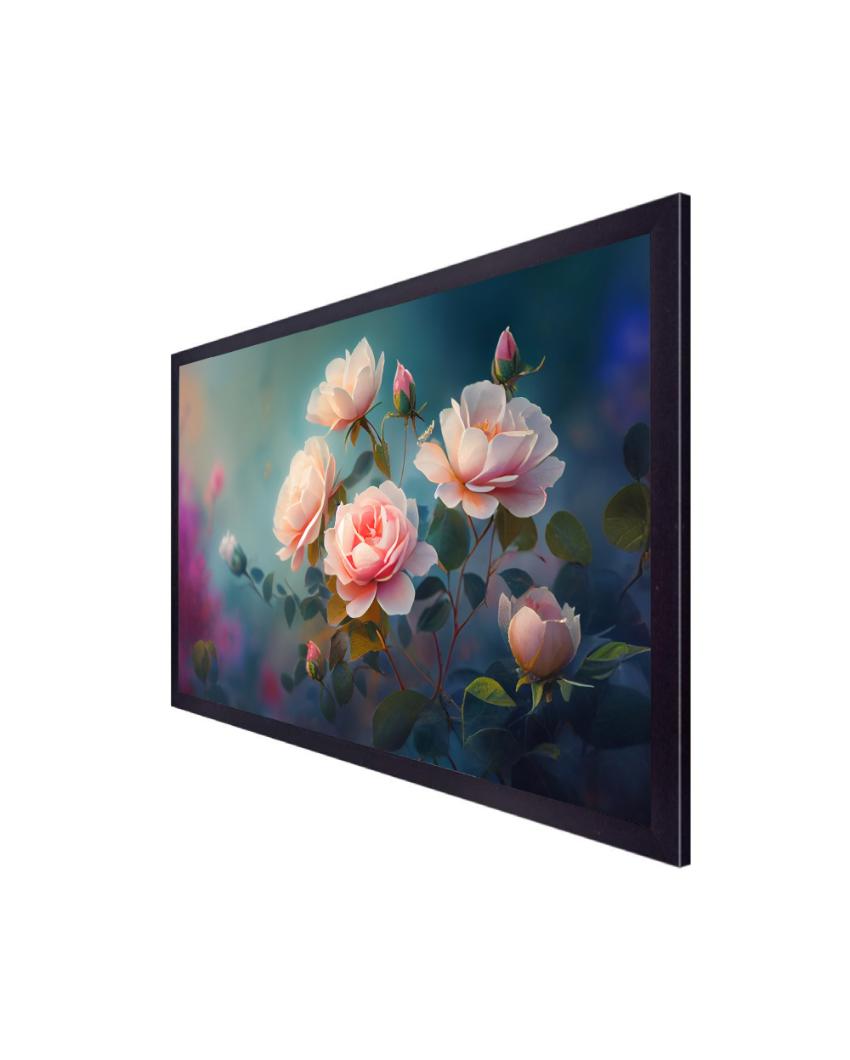 Beautiful Pink Rose Flower Frame Canvas Wall Painting