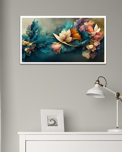 Beautiful 3D Blue Flower Bouquet Canvas Wall Painting