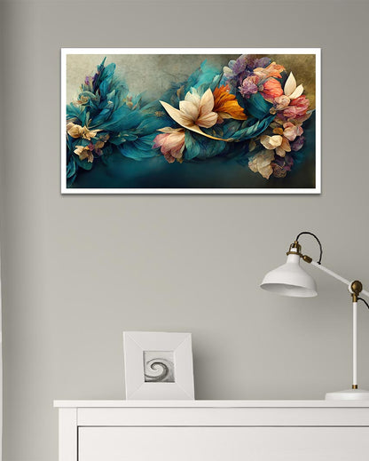 Beautiful 3D Blue Flower Bouquet Canvas Wall Painting