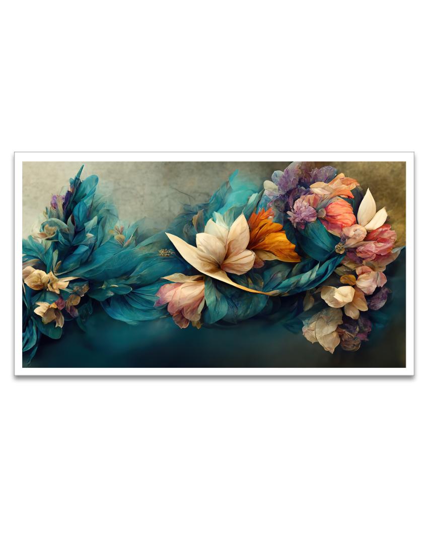 Beautiful 3D Blue Flower Bouquet Canvas Wall Painting