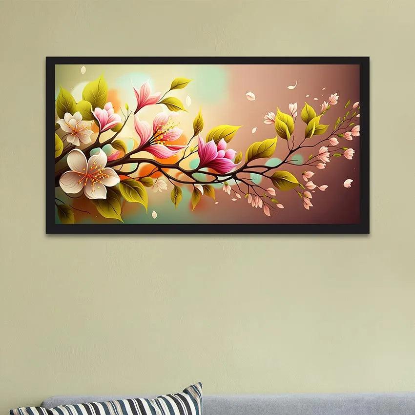 Floral Spring Background Floating Frame Canvas Wall Painting