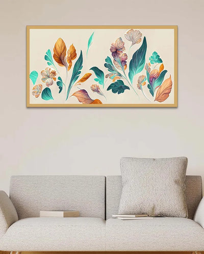 3D Leaves & Flowers Canvas Wall Painting