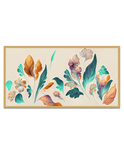 3D Leaves & Flowers Canvas Wall Painting