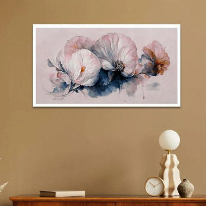 White Flower Floating Frame Canvas Wall Painting