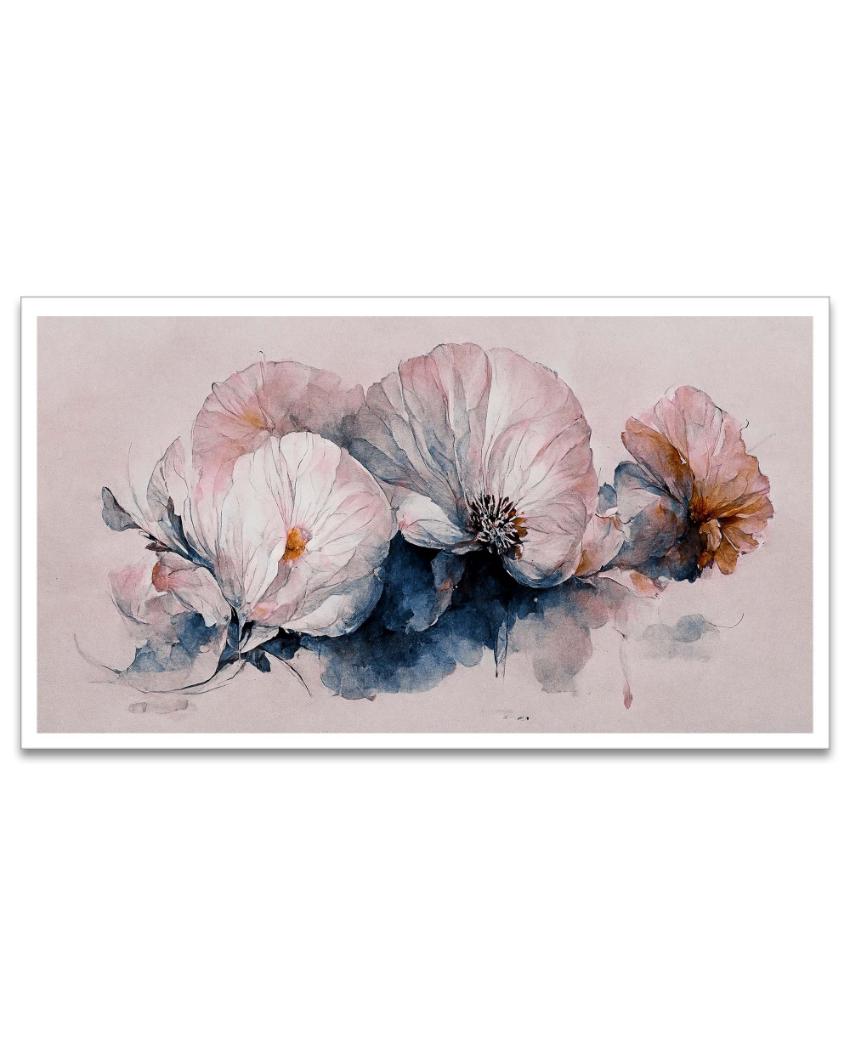 White Flower Floating Frame Canvas Wall Painting