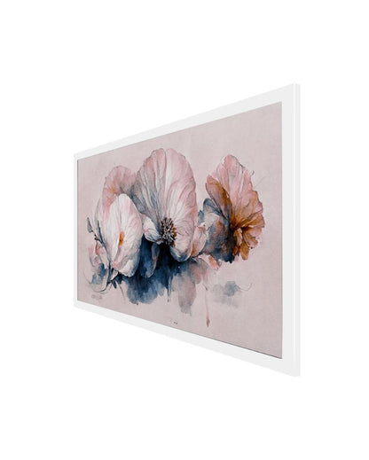 White Flower Floating Frame Canvas Wall Painting