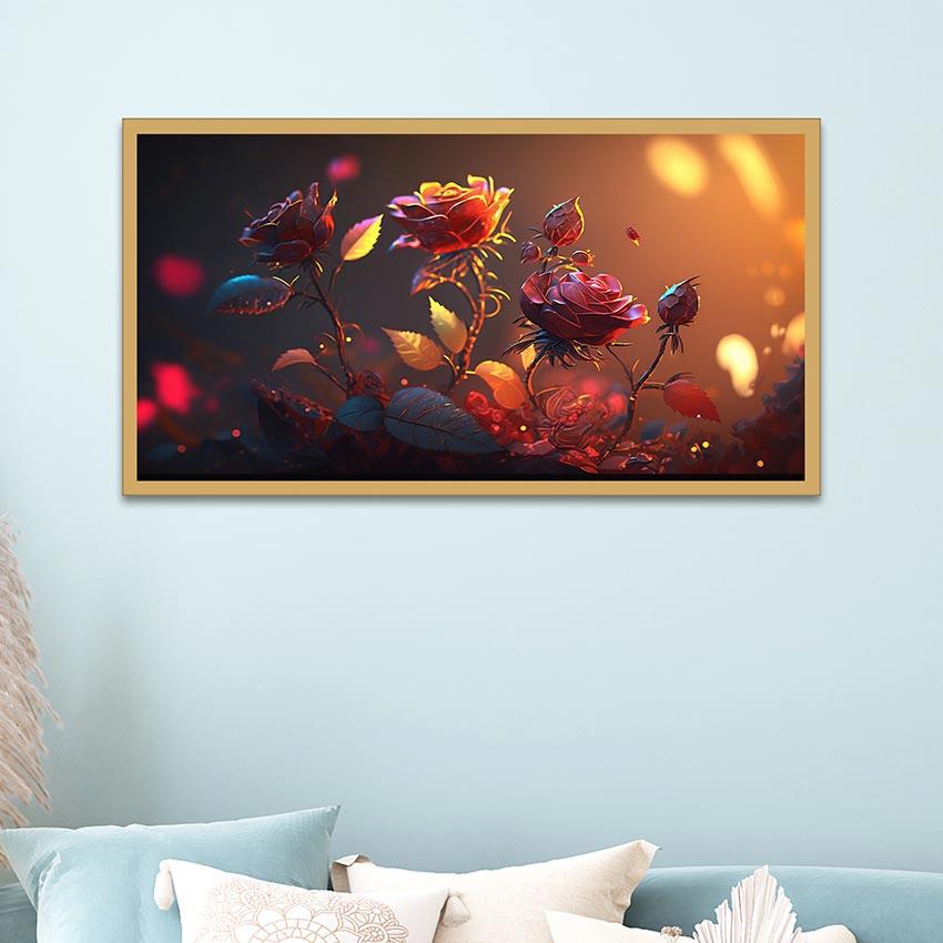 Abstract Red Roses Canvas Wall Painting