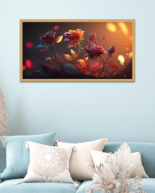 Abstract Red Roses Canvas Wall Painting