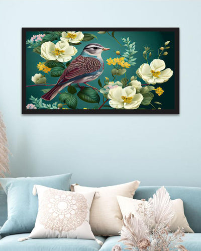 Bird on Floral Branch Canvas Wall Painting