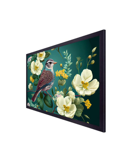 Bird on Floral Branch Canvas Wall Painting