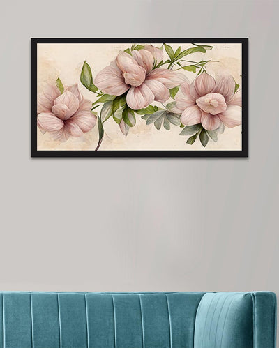 Elegant Golden Floral Canvas Wall Painting