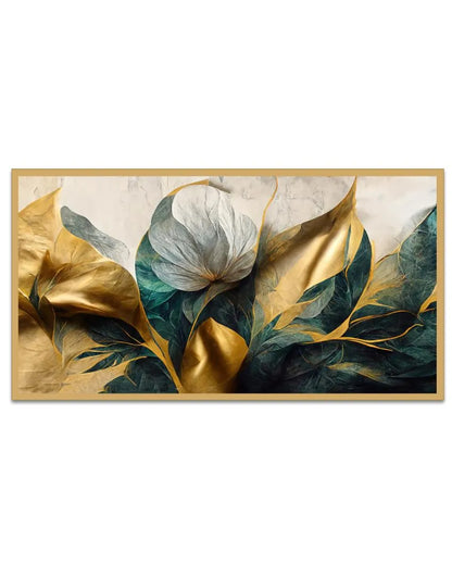 Abstract Golden Sheen Flowers Canvas Wall Painting