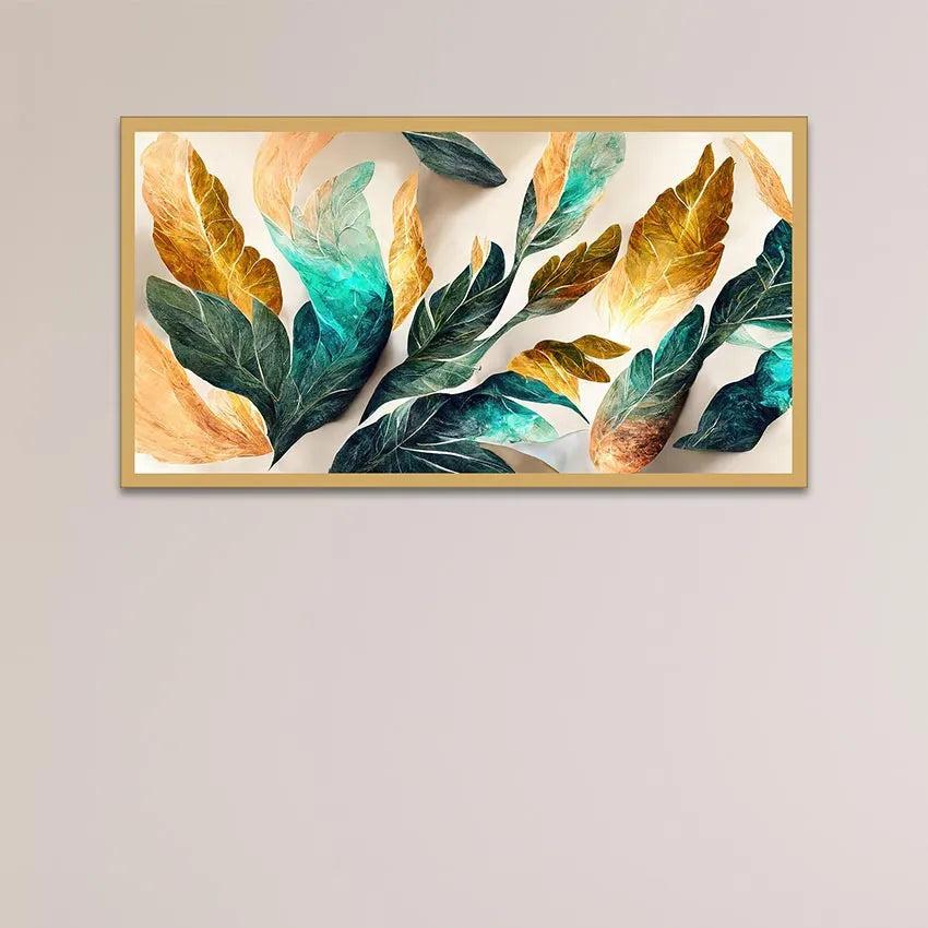 Abstract Flowers with Golden Sheen Art Wall Painting