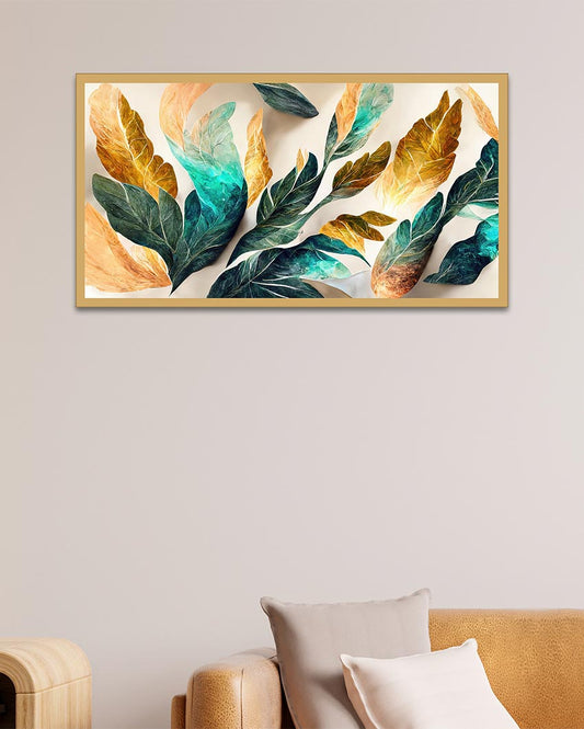 Abstract Flowers with Golden Sheen Art Wall Painting