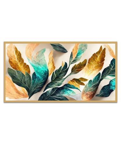 Abstract Flowers with Golden Sheen Art Wall Painting