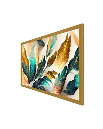 Abstract Flowers with Golden Sheen Art Wall Painting