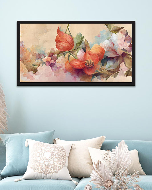 Multicolor 3D Floral Print Canvas Wall Painting