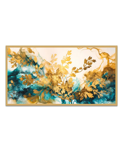 Gold & Blue Abstract Canvas Wall Painting