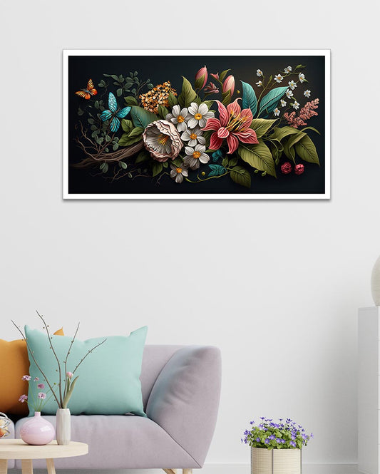 Multicolor 3D Floral Canvas Wall Painting