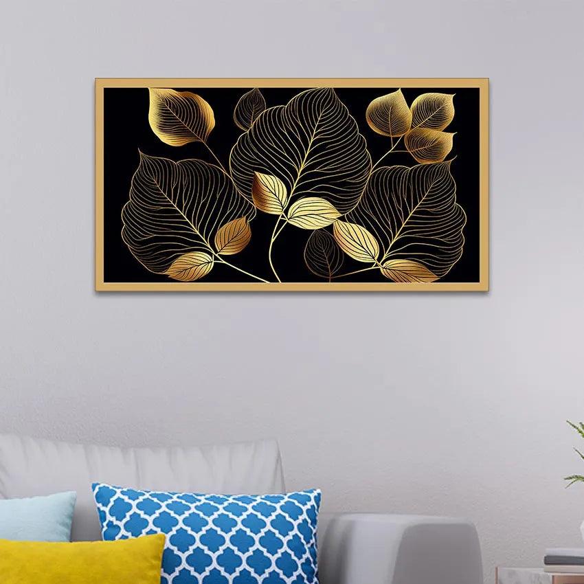 Modern Golden Leaves Canvas Wall Painting