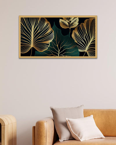 Golden Leaves Botanical Print Canvas Wall Painting