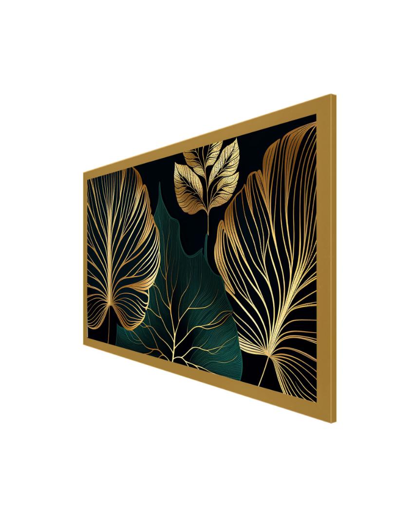 Golden Leaves Botanical Print Canvas Wall Painting