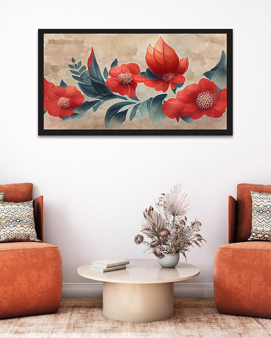 Red Flower Background Canvas Wall Painting