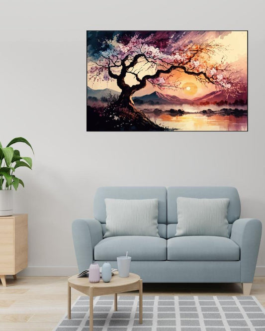Blooming Pink Floral Canvas Wall Painting