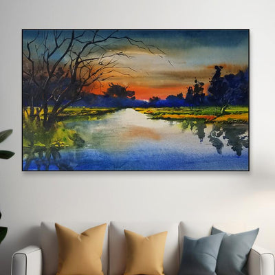 Abstract Modern Art River Forests Canvas Wall Painting