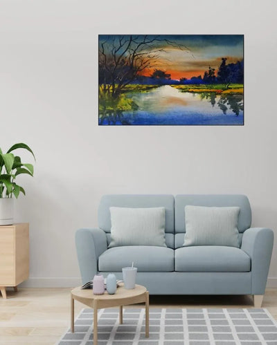 Abstract Modern Art River Forests Canvas Wall Painting