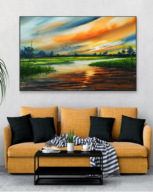 Sunset in Countryside Canvas Wall Painting