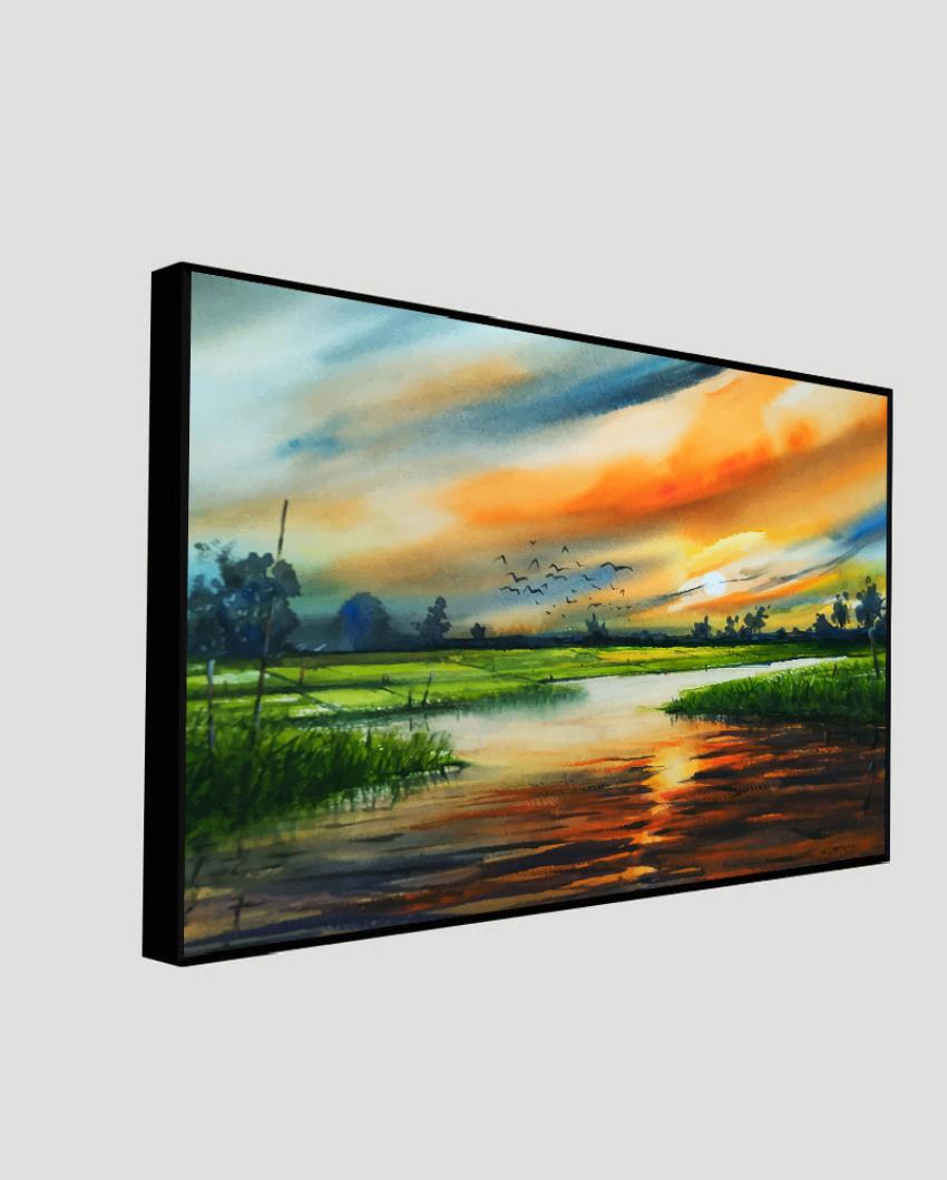 Sunset in Countryside Canvas Wall Painting