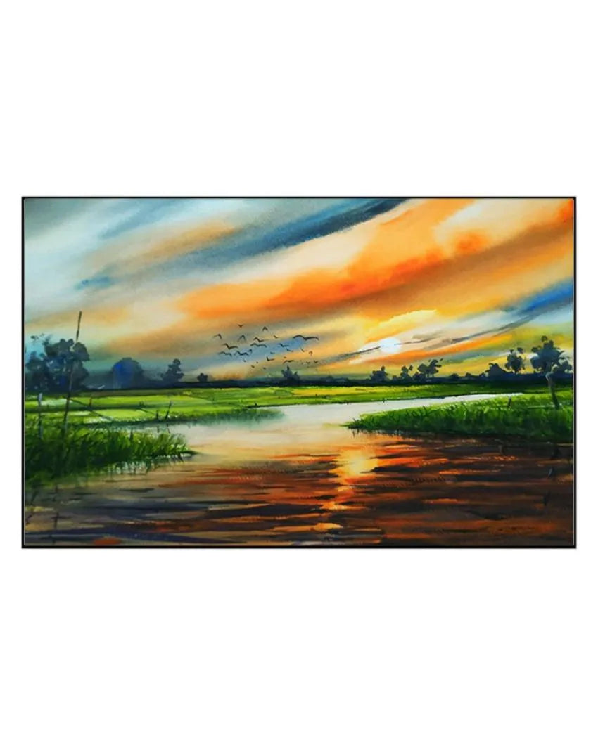 Sunset in Countryside Canvas Wall Painting