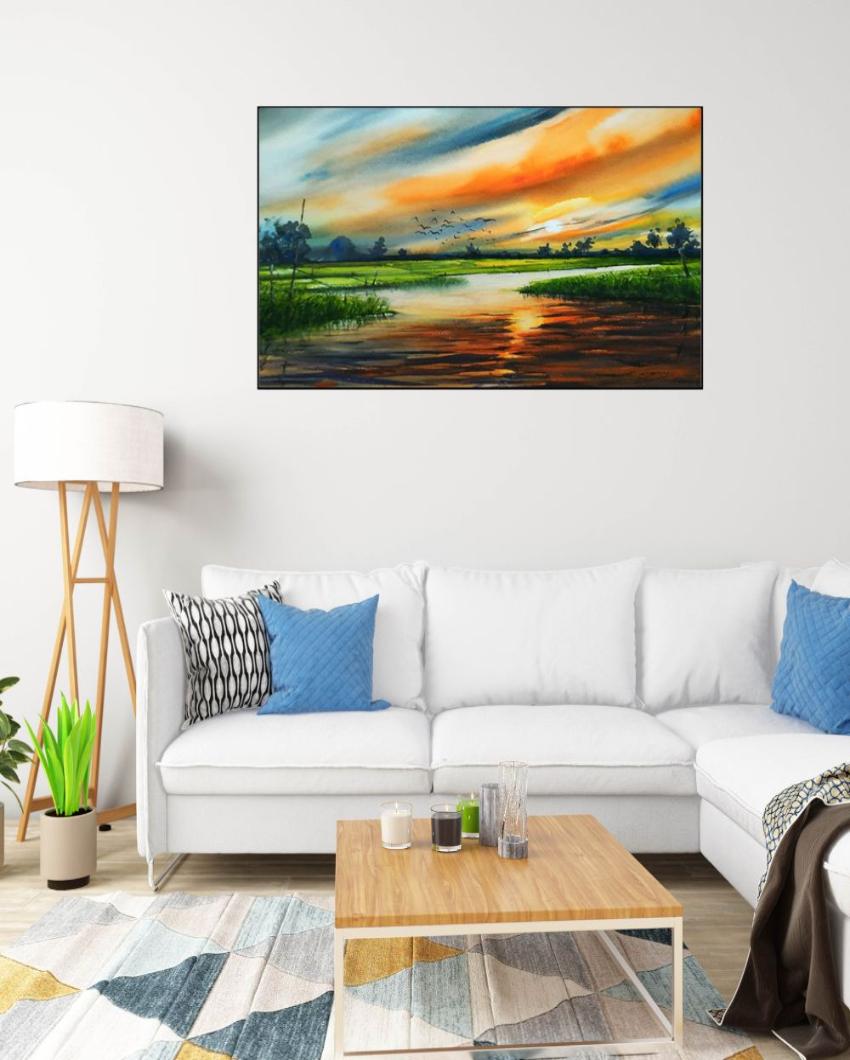 Sunset in Countryside Canvas Wall Painting