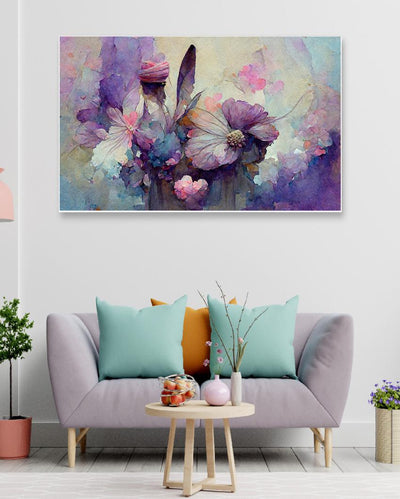 3D Purple Flower Art Canvas Wall Painting