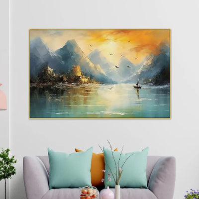 Golden Mountain Modern Art Canvas Wall Painting