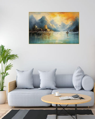 Golden Mountain Modern Art Canvas Wall Painting