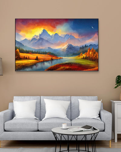 Autumn Mountains Illustration Canvas Wall Painting