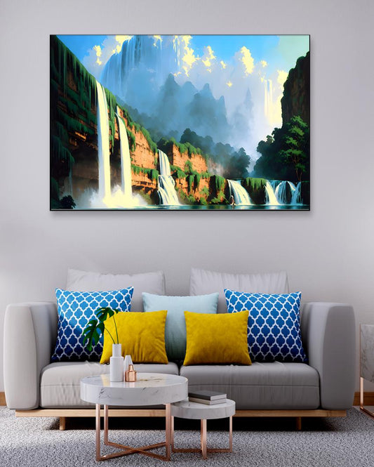 Tropical Waterfall Forest Jungle Canvas Wall Painting