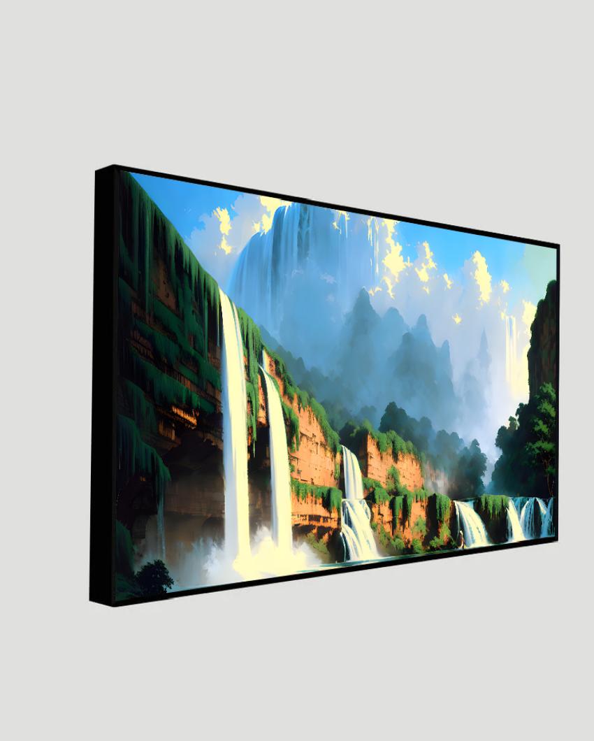 Tropical Waterfall Forest Jungle Canvas Wall Painting