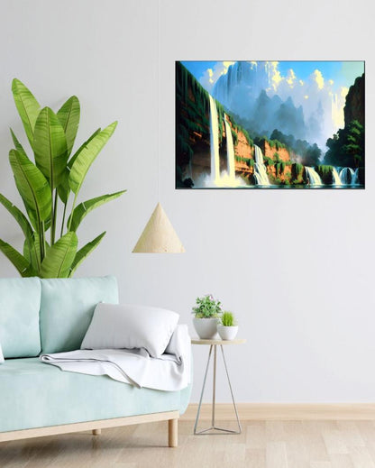 Tropical Waterfall Forest Jungle Canvas Wall Painting